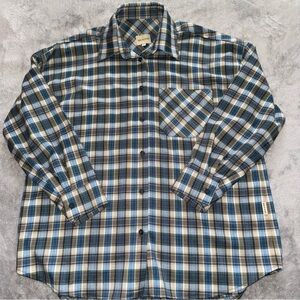 MOYAMI Oversized Men's/unisex Blue/ cream Plaid Shirt, Button Down Shirt